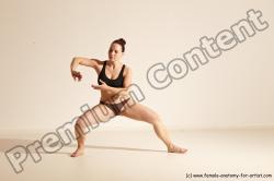 Underwear Martial art Woman White Moving poses Average long colored Dynamic poses Academic